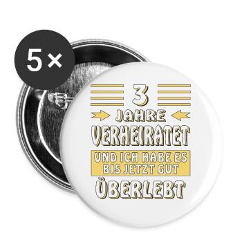3 JAHRE VERHEIRATET - Buttons groß 56 mm (5er Pack) - Weiß - Vorne