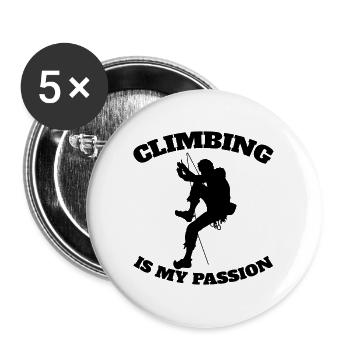 Escalade de montagne Escalade de bloc Randonnée en montagne Alpinisme - Lot de 5 grands badges (56 mm) - blanc - Devant