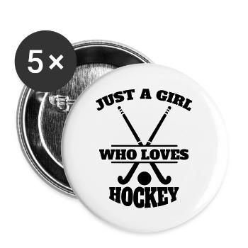 Feldhockey Hockeyspielerin Mädchen Hockey Damen - Buttons groß 56 mm (5er Pack) - Weiß - Vorne