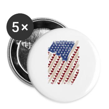 Valentine's Day American Flag Hearts USA Love - Buttons large 2.2''/56 mm (5-pack) - white - Front