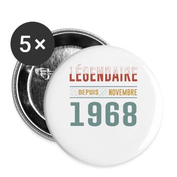Légendaire Depuis Novembre 1968 Anniversaire - Lot de 5 grands badges (56 mm) - blanc - Devant