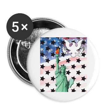 USA, Freiheitsstatue - Buttons groß 56 mm (5er Pack) - Weiß - Vorne