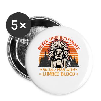 Never Underestimate Old Lumbee Man - Buttons large 2.2''/56 mm (5-pack) - white - Front
