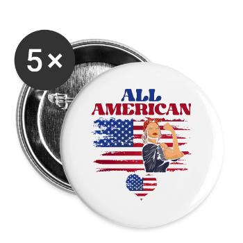 All American Mom July 4 Feminist - Buttons large 2.2''/56 mm (5-pack) - white - Front