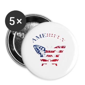 Amerifly 4. Juli Schmetterlingsflügel - Buttons groß 56 mm (5er Pack) - Weiß - Vorne