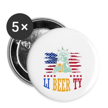 Protector Of Li-beer-ty July 4 Independence Day - Buttons large 2.2''/56 mm (5-pack) - white - Front