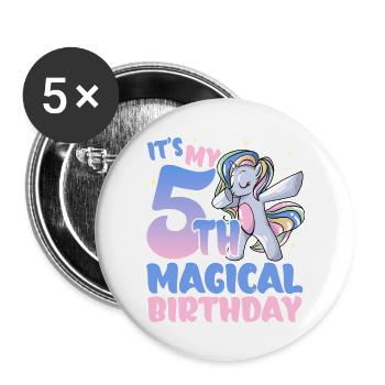 It's my 5th magical birthday - Buttons large 2.2''/56 mm (5-pack) - white - Front