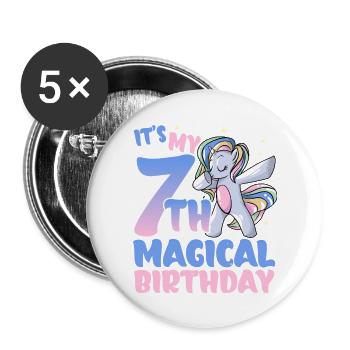It's my 7th magical birthday - Buttons large 2.2''/56 mm (5-pack) - white - Front