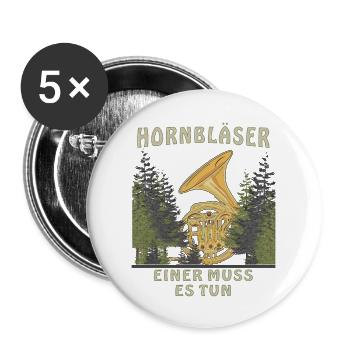 HORNBLÄSER - Buttons groß 56 mm (5er Pack) - Weiß - Vorne