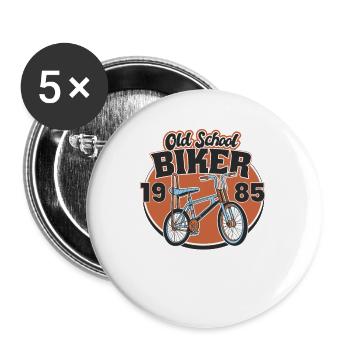 Old School Biker 1985. 38th birthday - Buttons large 2.2''/56 mm (5-pack) - white - Front