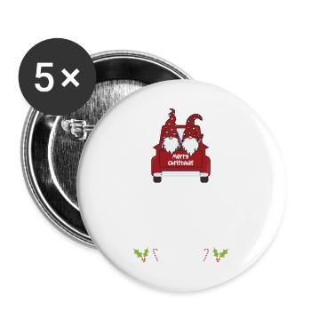 Weihnachten Pyjama Schlafanzug Schlafshirt - Buttons groß 56 mm (5er Pack) - Weiß - Vorne