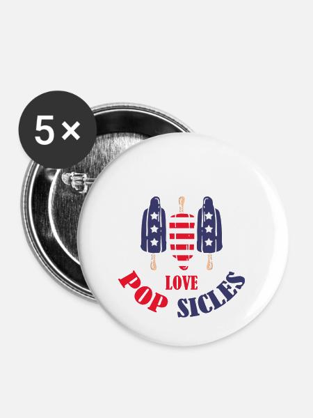 Feuerwerkskörper Liebe Eis 4. Juli - Buttons groß 56 mm (5er Pack) - Weiß