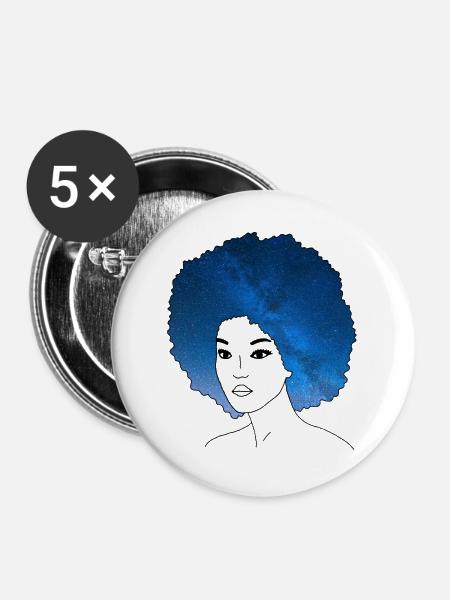 Sternenhaar - Buttons groß 56 mm (5er Pack) - Weiß