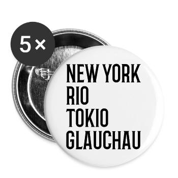 New York Rio Tokio Glauchau Erzgebirge - Buttons groß 56 mm (5er Pack) - Weiß - Vorne