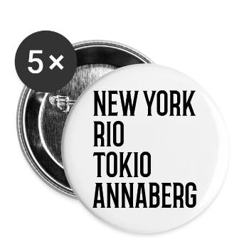 New York Rio Tokio Annaberg Erzgebirge - Buttons groß 56 mm (5er Pack) - Weiß - Vorne