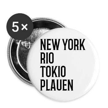 New York Rio Tokio Plauen Erzgebirge - Buttons groß 56 mm (5er Pack) - Weiß - Vorne