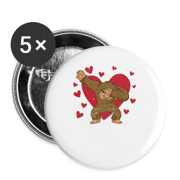 Dabbing Bigfoot Liebe Herz Valentinstag Outdoor - Buttons groß 56 mm (5er Pack) - Weiß - Vorne