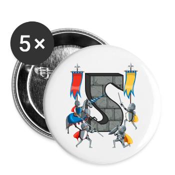 Chevaliers médiévaux Histoire médiévale - Lot de 5 grands badges (56 mm) - blanc - Devant