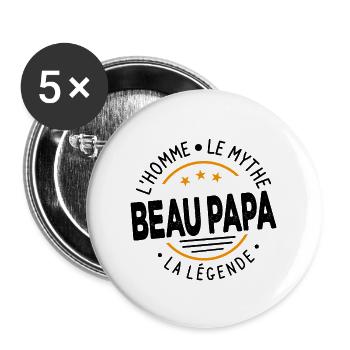 Beau-papa L'homme Le Mythe La Légende Cadeau - Lot de 5 grands badges (56 mm) - blanc - Devant