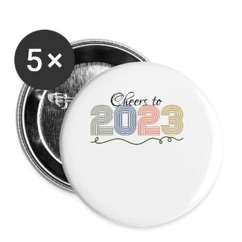 Cheers To 2023 Wine Hello 2023 Happy New Year - Buttons large 2.2''/56 mm (5-pack) - white - Front