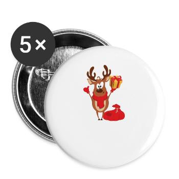 Merry Christmas Funny Christmas Shirt - Buttons large 2.2''/56 mm (5-pack) - white - Front