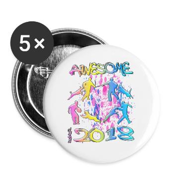Awesome since 2018. Agility, Hundetraining - Buttons groß 56 mm (5er Pack) - Weiß - Vorne