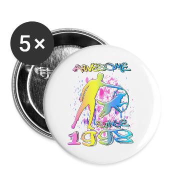 Awesome since 1998. Agility, Hundetraining - Buttons groß 56 mm (5er Pack) - Weiß - Vorne