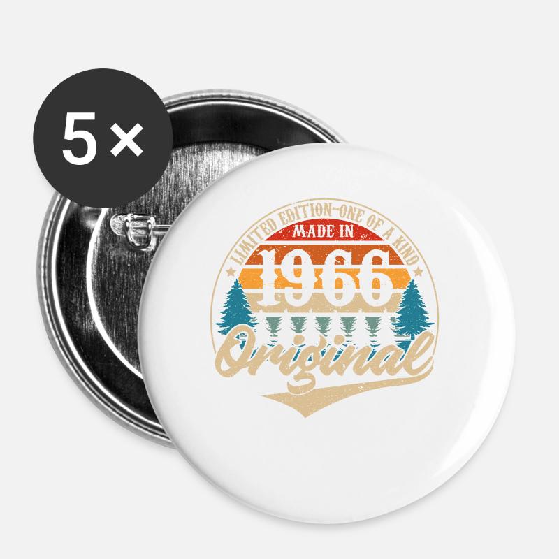 Made in 1966 Original - Buttons large 2.2''/56 mm (5-pack) - white