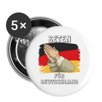 BETEN FÜR DEUTSCHLAND - Buttons groß 56 mm (5er Pack) - Weiß - Vorne