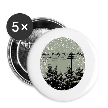Birds on power line over illuminated trees - Buttons large 2.2''/56 mm (5-pack) - white - Front
