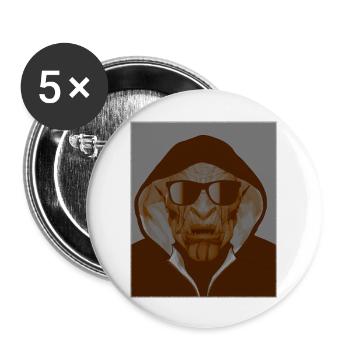 Ghetto Orc mit Sonnenbrille und Kapuze - Buttons groß 56 mm (5er Pack) - Weiß - Vorne