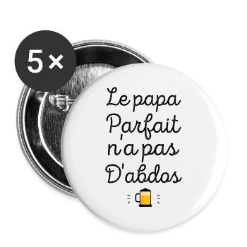 Le papa parfait n'a pas d'abdos - Lot de 5 grands badges (56 mm) - blanc - Devant