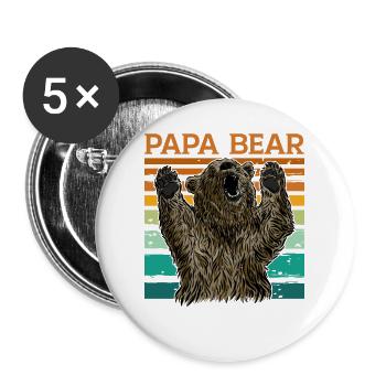 Papa Bear - Buttons large 2.2''/56 mm (5-pack) - white - Front