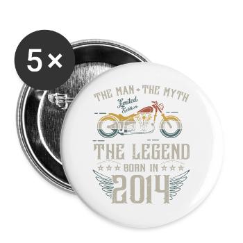 L'homme Le Mythe La Légende Né En 2014 - Lot de 5 grands badges (56 mm) - blanc - Devant