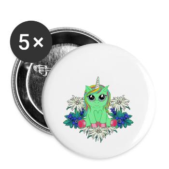 Unicorn Flora Alps Mountains Horn Peak Spring - Buttons large 2.2''/56 mm (5-pack) - white - Front