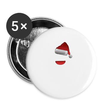 Weinglas mit Weihnachtsmütze - Buttons groß 56 mm (5er Pack) - Weiß - Vorne
