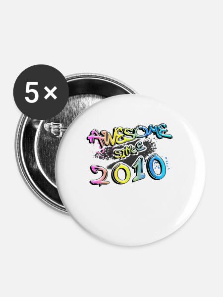 Awesome since 2010 - Buttons groß 56 mm (5er Pack) - Weiß