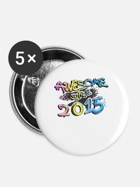 Awesome since 2015 - Buttons groß 56 mm (5er Pack) - Weiß