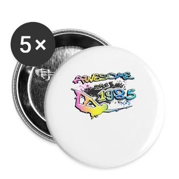 Awesome since 1985. Wakeboard Lifestyle Vintage - Buttons groß 56 mm (5er Pack) - Weiß - Vorne