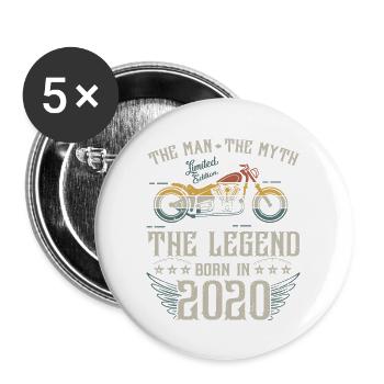 The man The myth The legend born in 2020 - Buttons large 2.2''/56 mm (5-pack) - white - Front