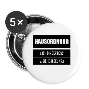 Hausordnung - Buttons groß 56 mm (5er Pack) - Weiß - Vorne