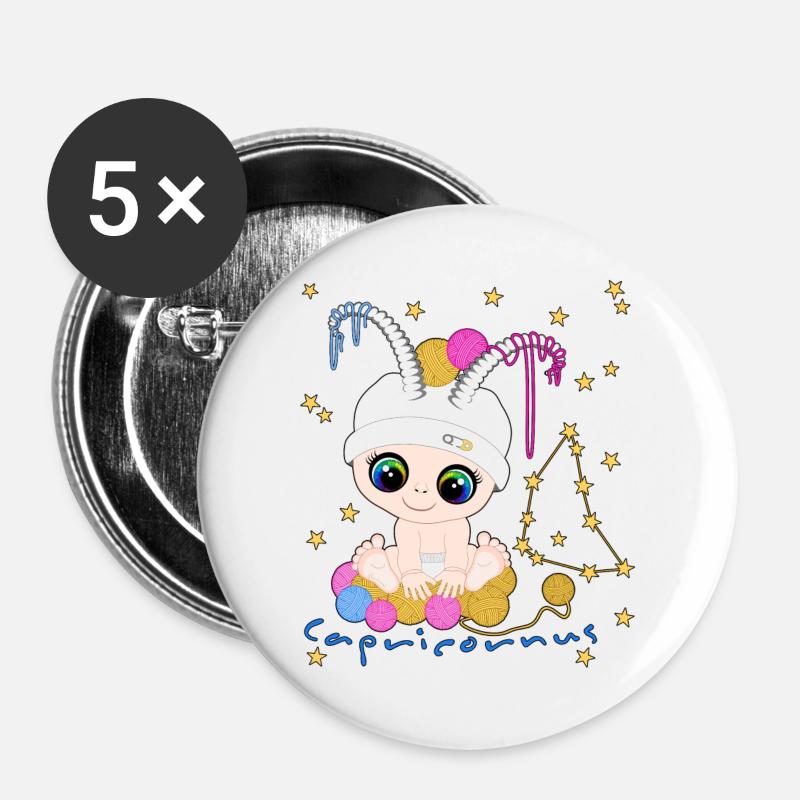 sternzeichen_capricornus - Buttons groß 56 mm (5er Pack) - Weiß