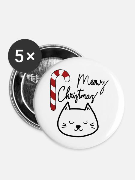 Meowy Christmas - Buttons groß 56 mm (5er Pack) - Weiß