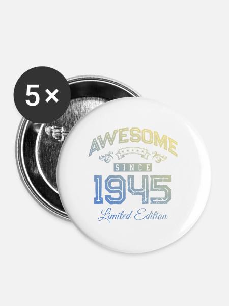 1945 awesome since - Buttons groß 56 mm (5er Pack) - Weiß