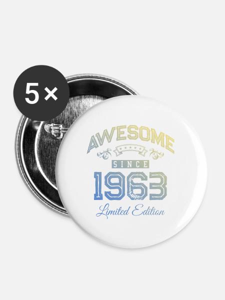 1963 awesome since - Buttons groß 56 mm (5er Pack) - Weiß