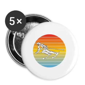 Skieurs Noël Ski Ski Sports d’hiver - Lot de 5 grands badges (56 mm) - blanc - Devant