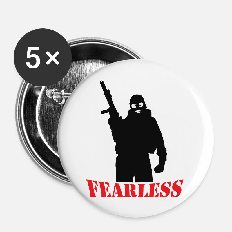 Fearless - Buttons large 2.2''/56 mm (5-pack) - white