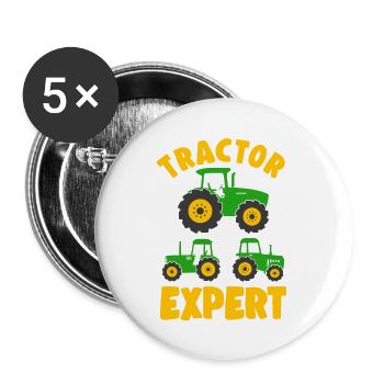 Tractor Expert Boys Gift Idea - Buttons large 2.2''/56 mm (5-pack) - white - Front