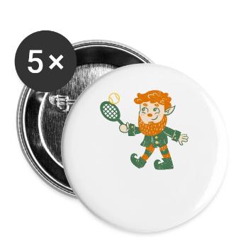 Leprechaun Joueur de tennis drôle St Patrick’s Day - Lot de 5 grands badges (56 mm) - blanc - Devant