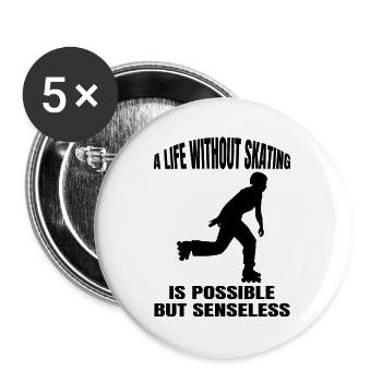 Roller Skating Gift Inliner Skater Inline Skating - Buttons large 2.2''/56 mm (5-pack) - white - Front